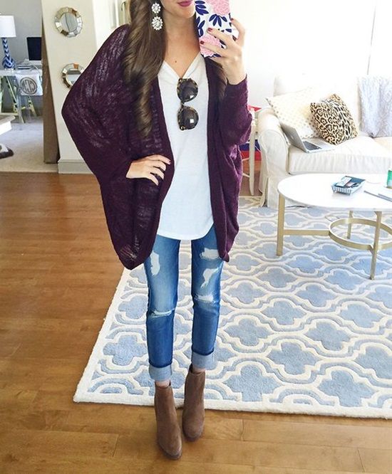 Purple And White Cardigan | Outdoor Jack