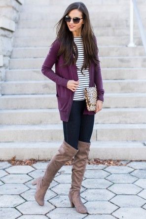 Purple Cardigan Outfit Ideas
  for Ladies