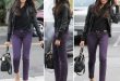 Deep Magenta/Violet skinny jeans | Purple pants outfit, Purple top .