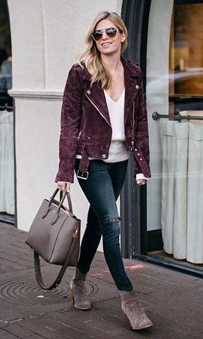Purple Leather Jacket Outfit
  Ideas for Women