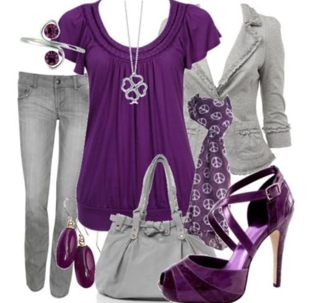 Purple and gray | Casual outfits, Clothes, Fashi