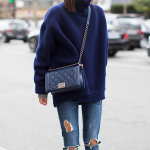 Navy Blue & Denim Winter Outfit Ideas : Street Style .