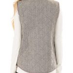 Womens Gray Zipped Pocket Quilted Vest with Coffee Frame MB85086 .