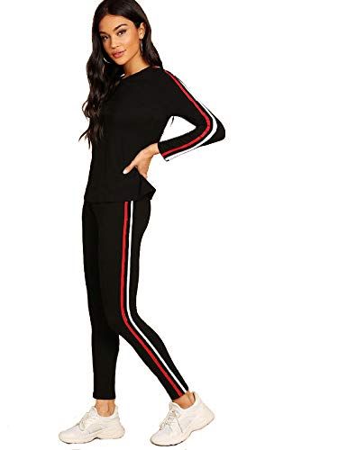 Shocknshop Red And White Striped Tracksuit Tape Tee & Leggings .