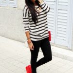Amisu T Shirts, Zara Leggings and j flowers Sneakers | Red .