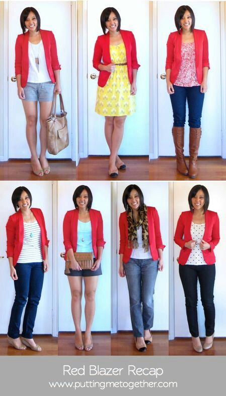 7 ways to rock a red blazer | Red blazer outfit, Red blazer .