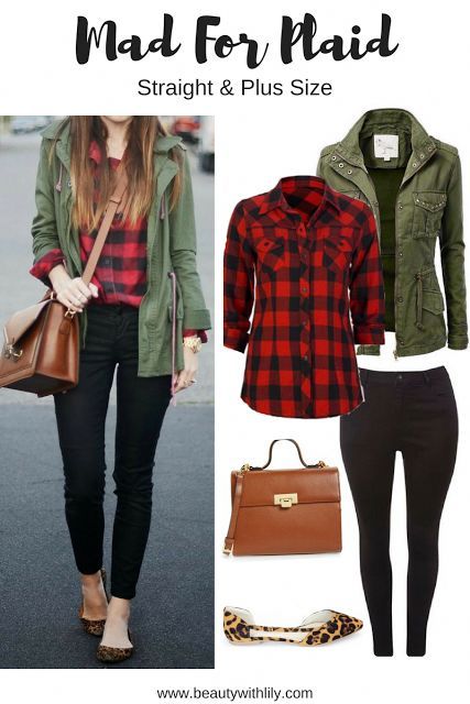 Fall Plaid Outfit Ideas | Regular & Plus Size #winterfashionideas .