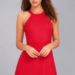 Cute Red Dress - Skater Dress - Halter Dre