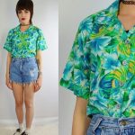 90s Hawaiian Shirt Tropical Floral Soft Grunge Sea Punk Hipster .