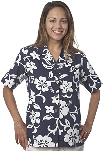 Benny's Womens Classic Hibiscus Hawaiian Shirt at Amazon Women's .