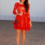 Red lace short dress and golden shoes | Red lace dress, Short lace .