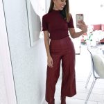 Sydne Style wears cropped red leather pants for monochromatic .