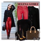 Selena Gomez in red leather pants | Red leather pants, Leather .