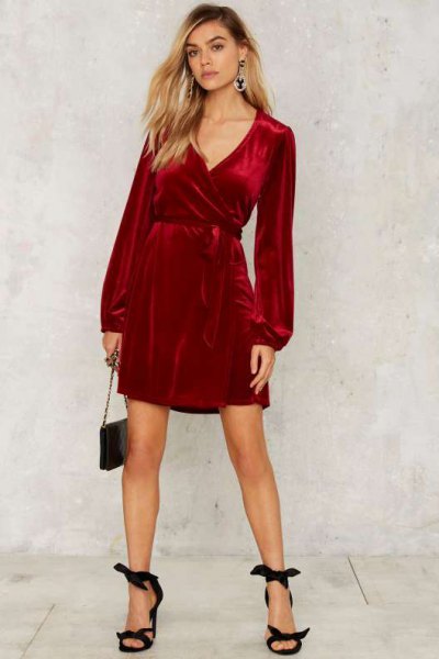 How to Wear Velvet Wrap Dress: 15 Super Chic Outfit Ideas - FMag.c