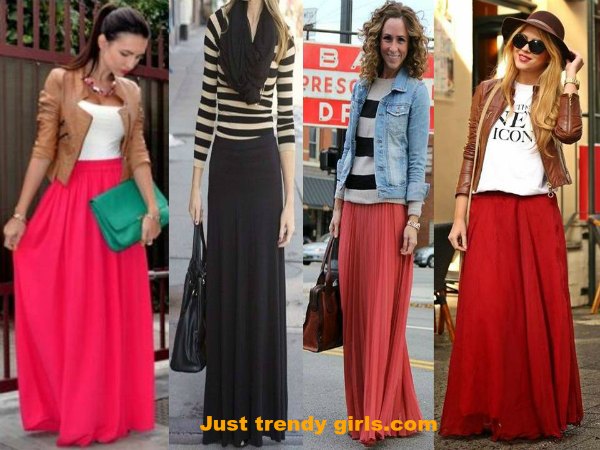 red maxi skirts street styles – Just Trendy Gir