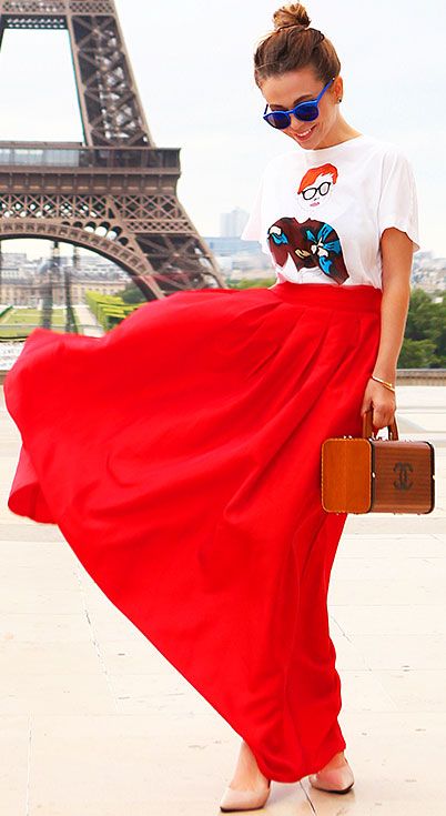 25 Maxi Skirt Outfits Ideas | Maxi skirt outfits, Red skirt .