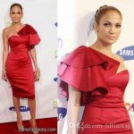 Jennifer Lopez Red Cocktail Party Dresses Knee Length Red Carpet .