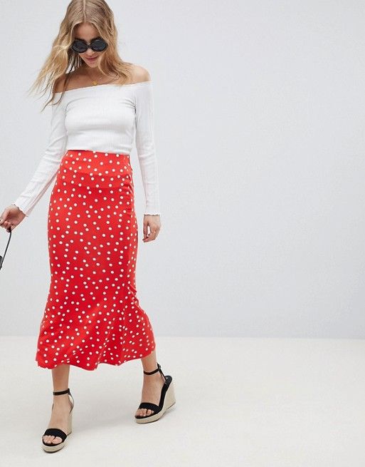 polka dot skirt 3 ways | Red polka dot skirt, Maxi skirt outfits .