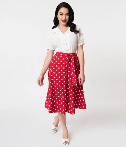 Red Polka Dot Skirt Outfits