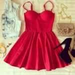 red dress, quilted bag, short dress, denim vest, acid wash, outfit .