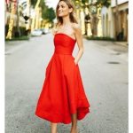 Classic Red Homecoming Dresses,Strapless Tea Length Sleeveless .
