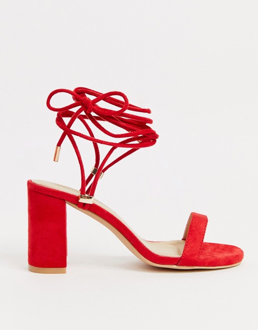 RAID Exclusive Alondra red strappy block heeled sandals | AS