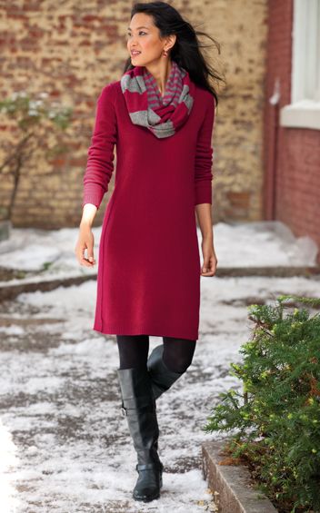 Red sweater dress - I just love the way this outfit is .