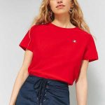 Champion Red Small Logo T-Shirt (With images) | Red shirt outfits .