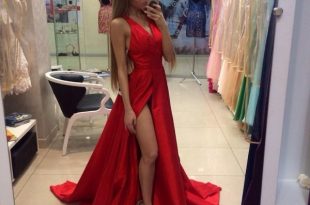 Best 13 Red V Neck Dress Outfit Ideas for Women - FMag.c