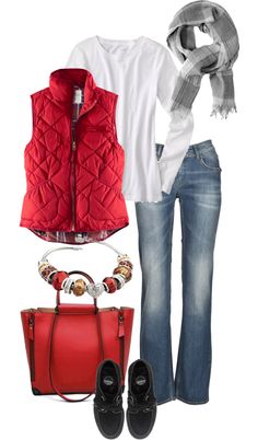 45 Best Red vest images | Red vest, Autumn fashion, Fall outfi