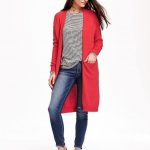 Relaxed Open-Front Long Sweater for Women | Red cardigan outfits .
