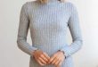 Grey Mock Neck Ribbed Sweater Dress - Ragsto