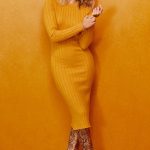 Mustard Yellow Dress - Ribbed Sweater Dress - Midi Sweater Dre