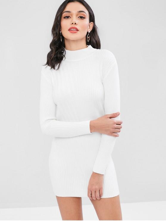 29% OFF] 2020 Ribbed Mock Neck Sweater Dress In WHITE | ZAF