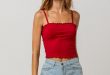 BOZZOLO Ribbed Crop Blue Womens Tank Top in 2020 | Red tank tops .