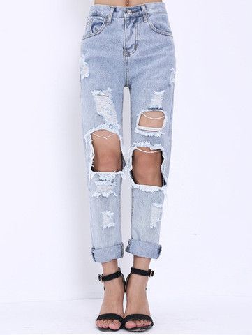 Extreme Ripped Mom Jeans | Ripped mom jeans, Mom jeans outfit .