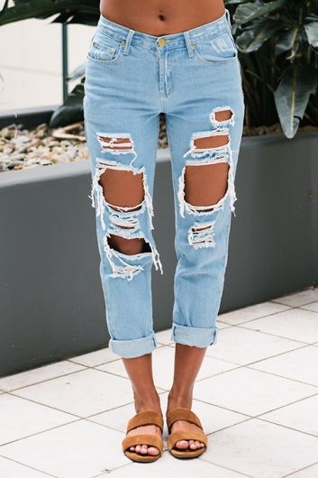 Jana ripped mom jeans - Light Blue | Ripped mom jeans, Diy ripped .