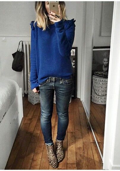 Such a beautiful colour sweater. | Print boots outfit, Sty