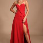 Lovely Red Maxi Dress - Ruffled Maxi Dress - Backless Maxi Dre