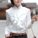 Women Pink White Silver Tops Blouses Long Sleeve Womens Work .