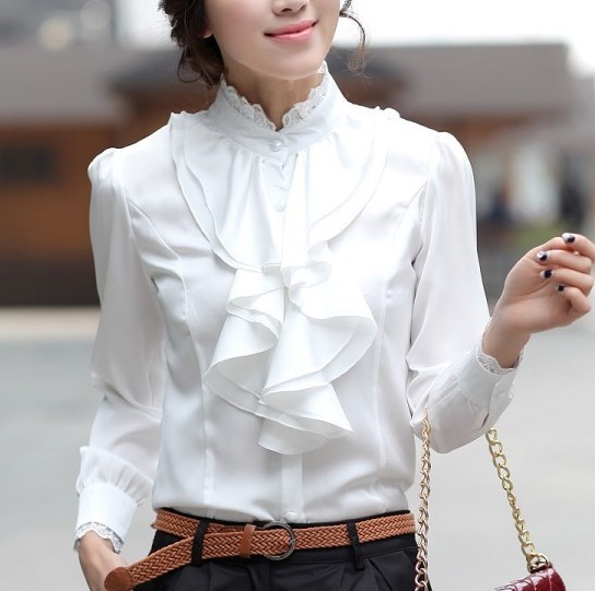 Women Pink White Silver Tops Blouses Long Sleeve Womens Work .