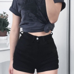 T) grey scoop back shirt knotted — (B) sailor shorts | Cool .
