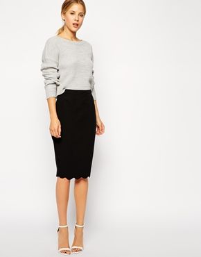 ASOS Pencil Skirt with Scallop Hem (With images) | Fashion, Work .