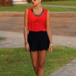 scalloped shorts + red blouse | Fashion, Red blouses, Summer outfi