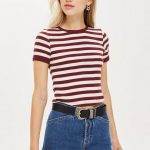 Short Sleeve Stripe Scallop T-Shirt | Casual skirt outfits .