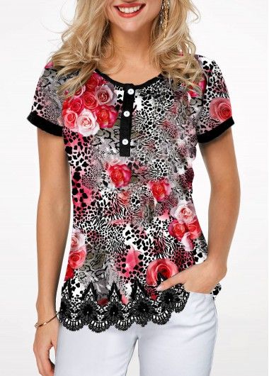 Scalloped T Shirt Casual
  Outfits for  Ladies