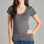 Women's Scoop Neck Short Sleeve Basic Cotton Blend T-Shirt Basic .