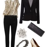 Holiday Outfit #1, gold sparkly tank top, black blazer, sparkly .