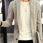 Clothes Hipster Cardigans - Shawl Collar Cable Knitted Cardigan .
