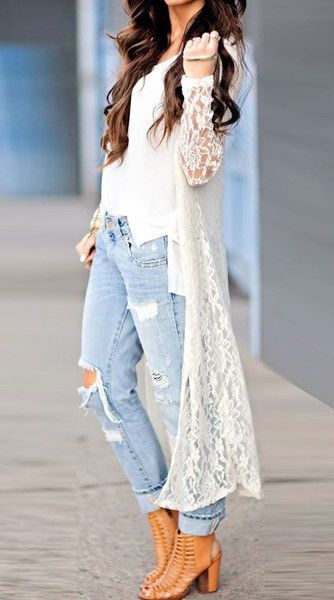 White Lace Cardigan - Semi-Sheer All Over | Fashion, Clothes, Sty